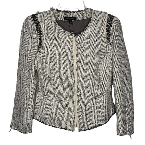 MM Couture by Miss Me NWT Embellished Tweed Wool Blend Jacket/Blazer Beads XS - Picture 1 of 10